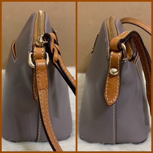 DOONEY & BOURKE Smooth Penrose Leather Domed SUKI Crossbody Elephant Gray Taupe - Picture 3 of 14